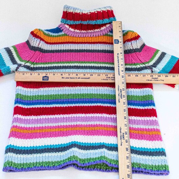 GAP Multicolor Striped Sweater Y2K Chunky Knit Turtleneck Holiday Large Womens - Picture 9 of 9